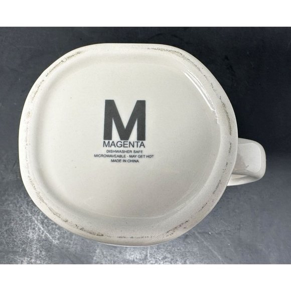 Early RAE DUNN Magenta Big M Stamp GULP Coffee Cup Mug LL Long Letter Font HTF - Picture 6 of 7